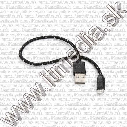 Image of iPhone USB Lightning kábel 30cm *Cipőfűző* *Hengeres* *Fekete* (IT12725)